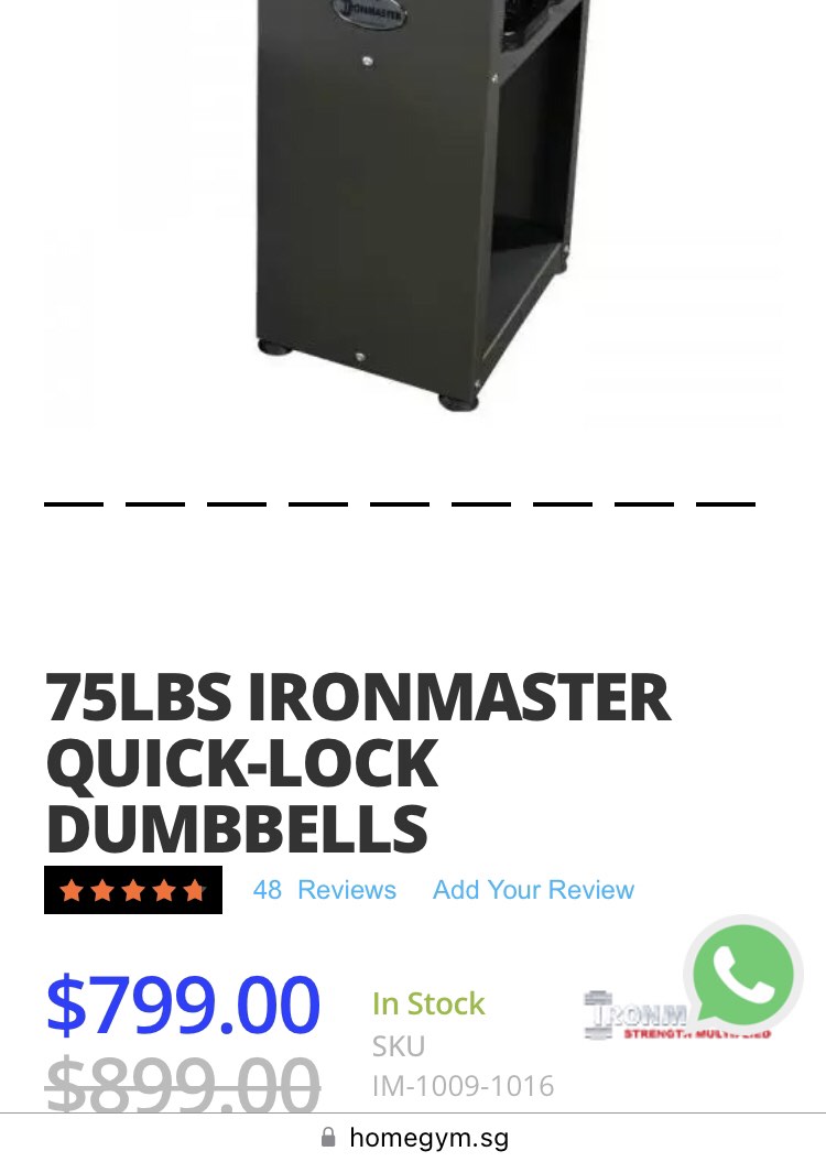 Ironmaster 75 lbs quick lock dumbells ez curl bar Sports Equipment Exercise Fitness Weights Dumbbells on Carousell