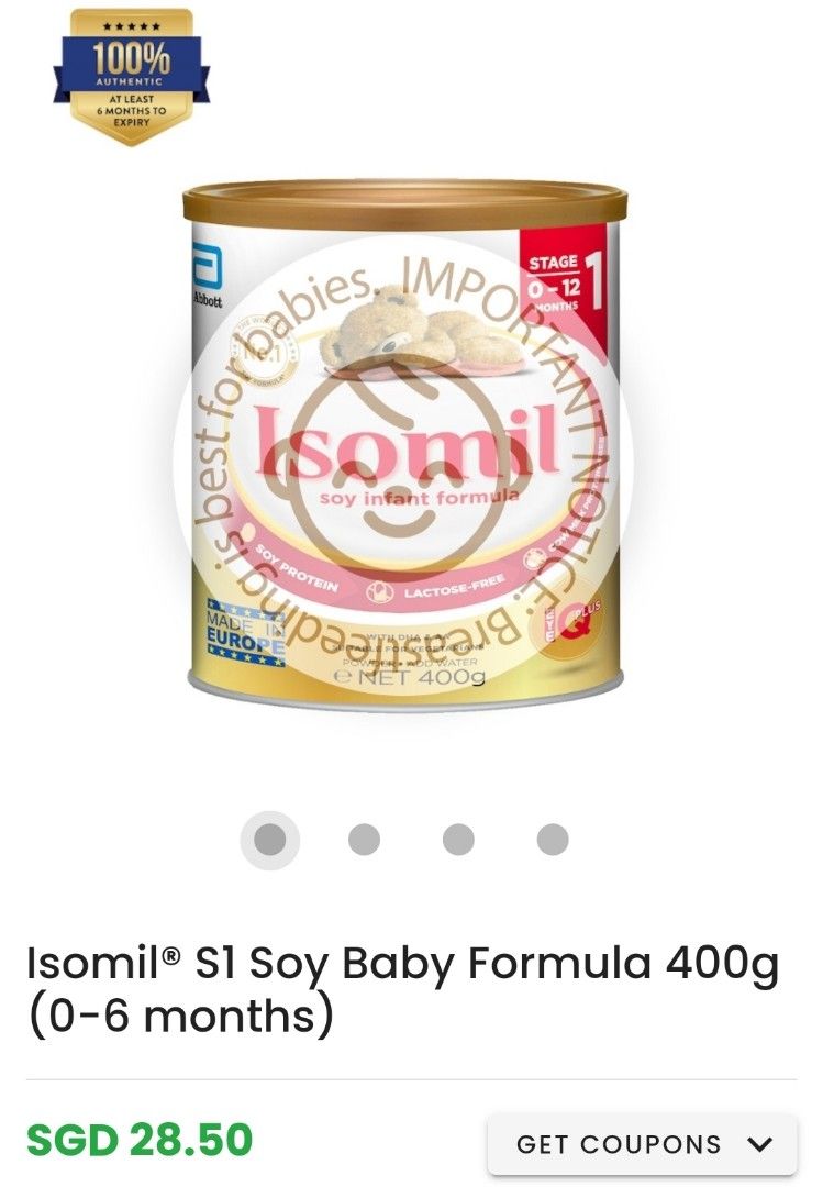 Isomil Stage 1 Soy Baby Formula 400g (Small tin), Babies & Kids