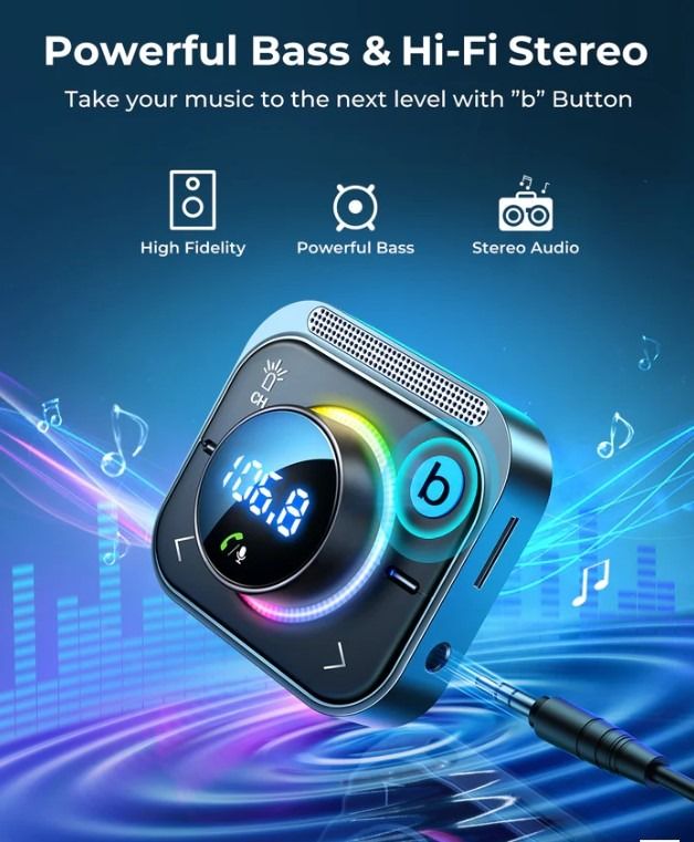 JOYROOM【Air Vent Installation & Bass Boost】 3 Ports PD&QC 3.0 FM  Transmitter for Car, Radio Bluetooth Receiver for Car HD Calling and Enjoy  Music, Car Accessories, Accessories on Carousell