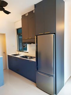 KABINET DAPUR MURAH DAN BERKUALITI ATAS DAN BAWAH SOLID PLYWOOD + QUARTZ STONE KITCHEN TOP JOHOR CABINET UPPER & BOTTOM 8FT BIRU, HITAM, COKLAT, PUTIH