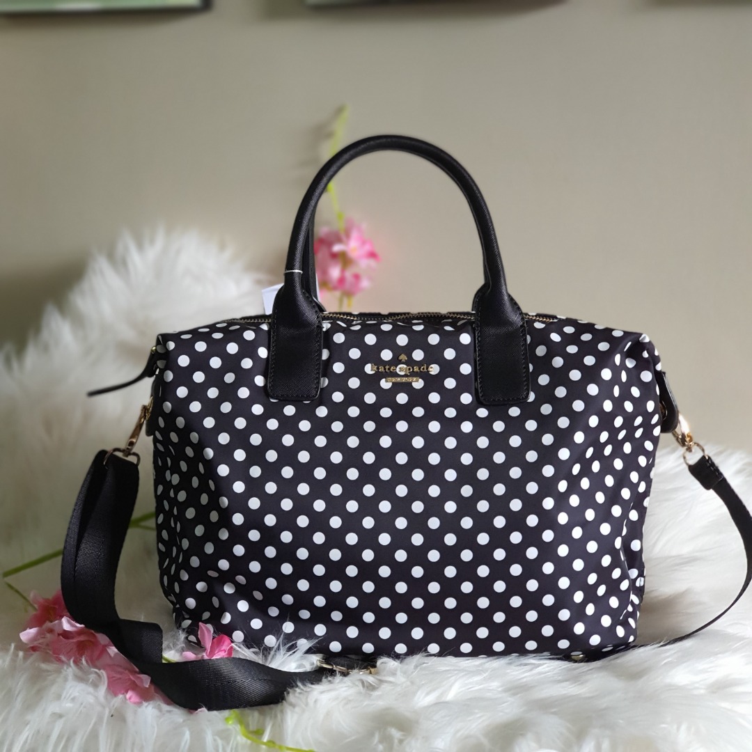 Kate Spade Lyla Crossbody Classic Nylon Bag With Small Polka Dots