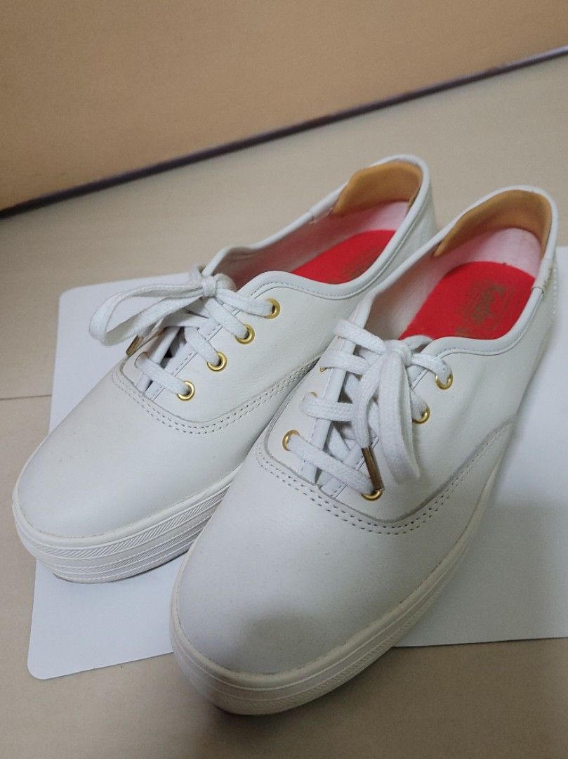 White leather platform keds online