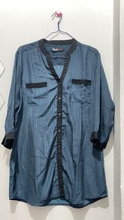 Baju lebaran tuniq Navy wanita bahan satin BIG SIZE