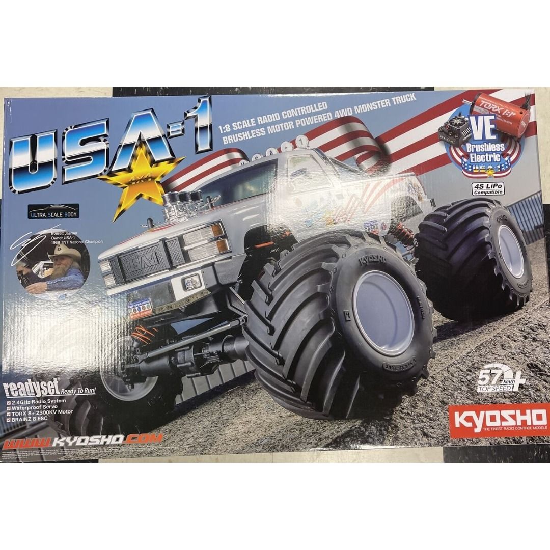 Kyosho 34257 USA-1 VE 1/8 Scale Radio Controlled 4S Monster Truck RC Remote  Control Race Car Toy Vehicle, Hobbies & Toys, Toys & Games on Carousell