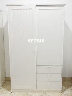 Lemari Pakaian IKEA putih 2 pintu, 3 laci + Brankas KRISBOW - Bekas