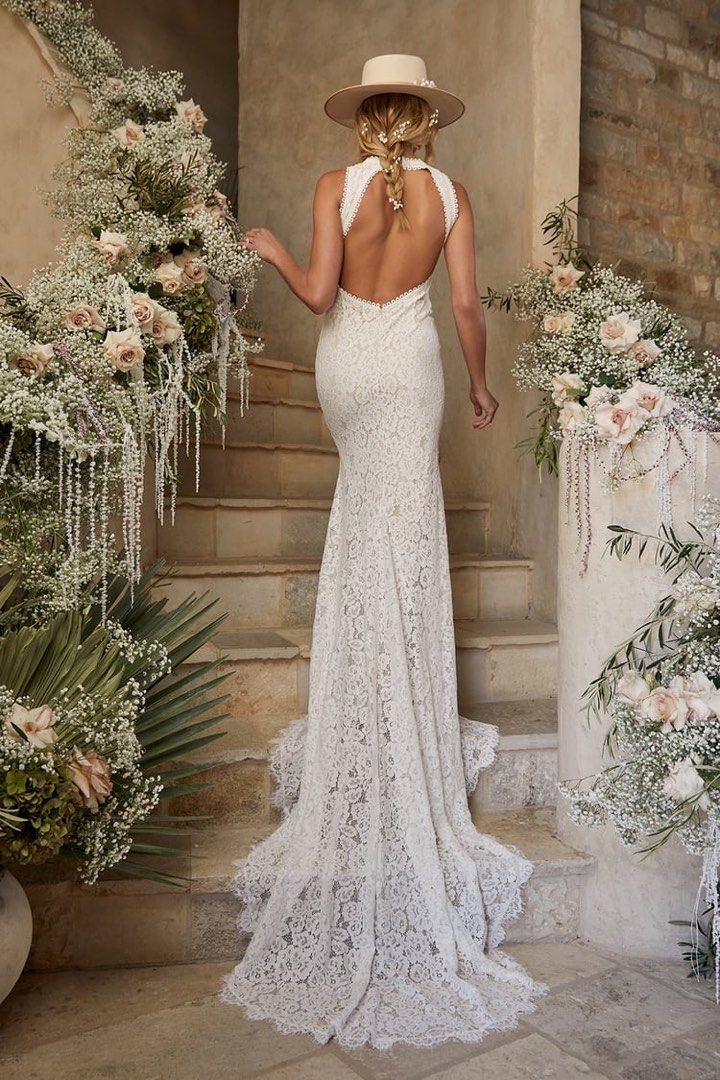 Floral mermaid wedding dress hot sale