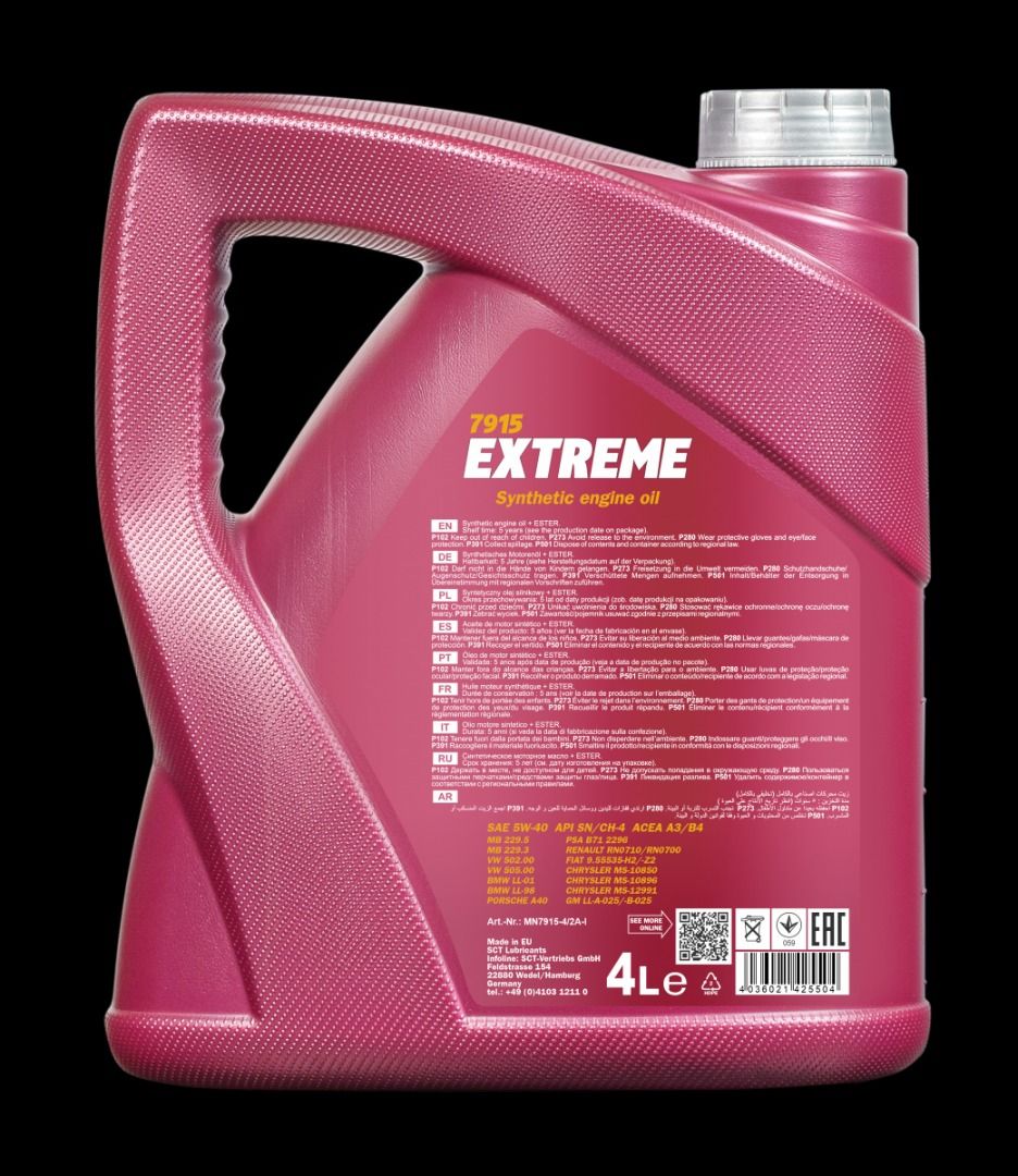 MANNOL Extreme 5W-40 MN7915 (Made in GERMANY) - 4L Fully Synthetic Engine  Oil (HC+PAO), Looking For on Carousell