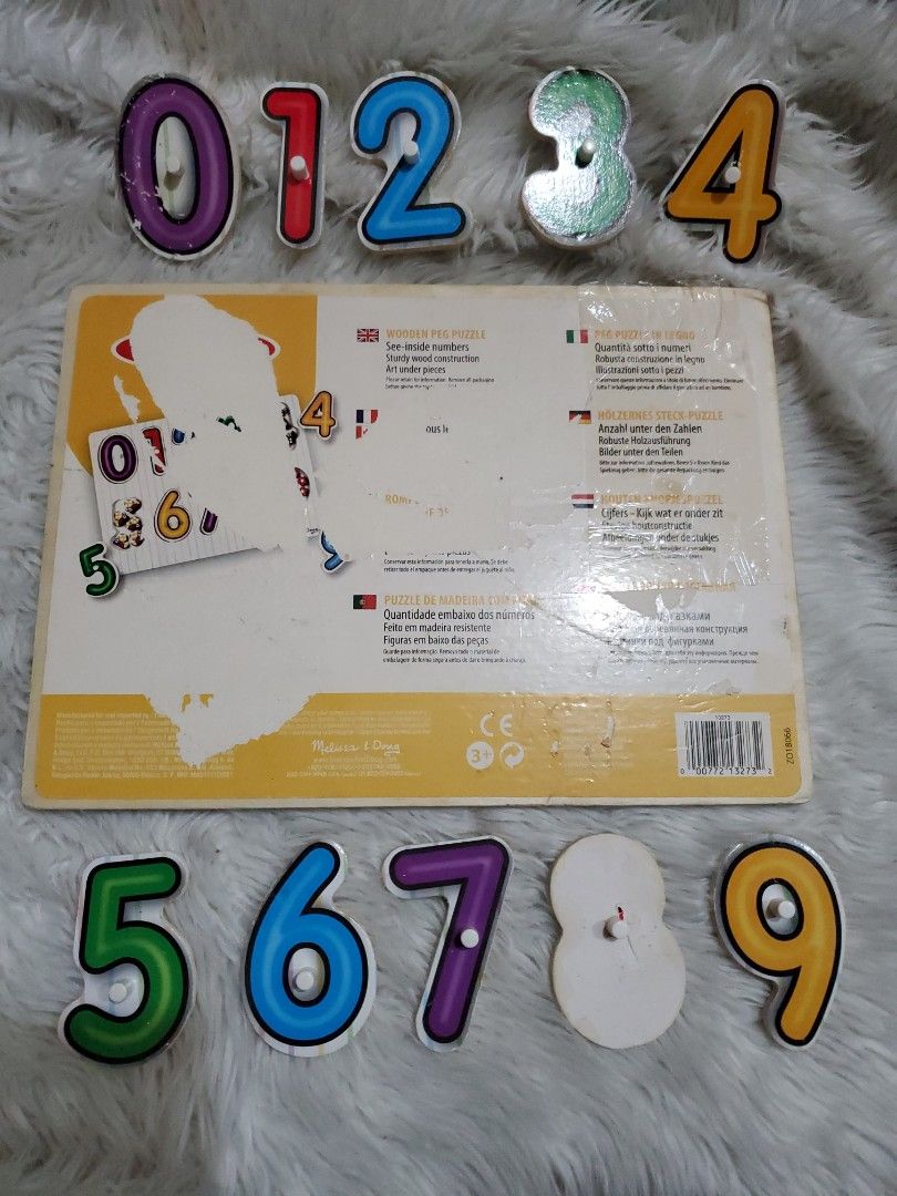 MELISSA & DOUG Numbers Peg Puzzle (Category: Infant Playtime) located in Manila. Submitted by mamaloverakkie (Listing ID 1197937458, Image 2). Description: USED/PRELOVED! when buying preloved item pls. dont expect too much! expect me mga signs of used. 🥰❤😍😘🤗 PLS. ZOOM IN PHOTOS FOR THE ITEM CONDITION PO🧐🧐🧐🧐🧐.