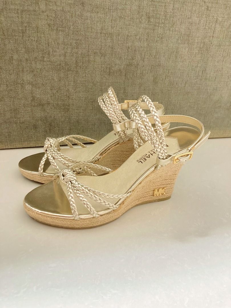 Gold strappy wedge cheap