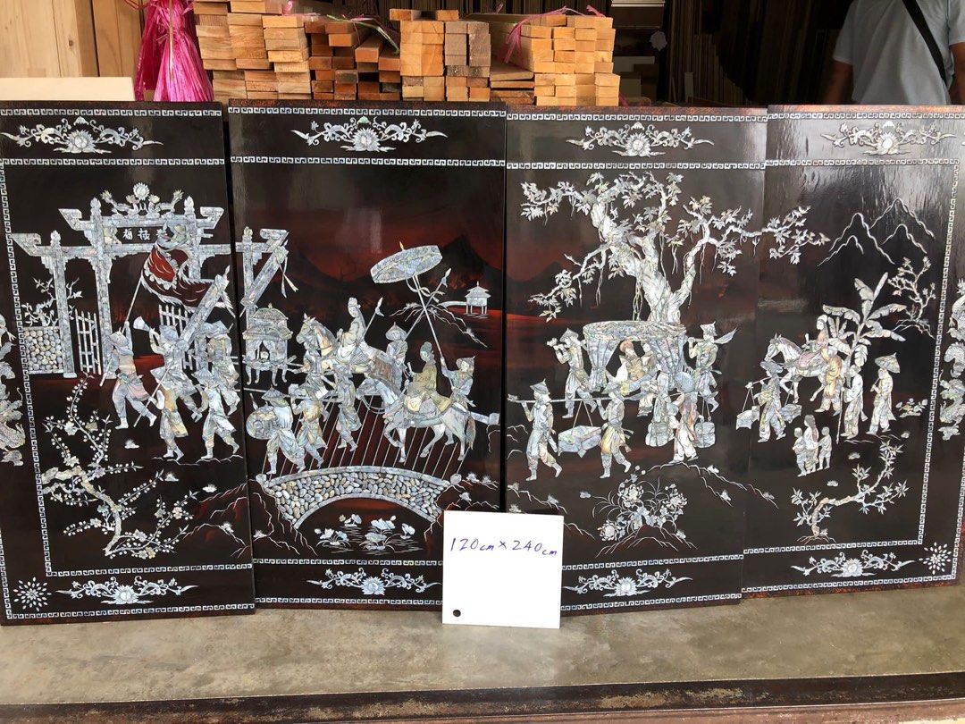 Mother of Pearl inlay Lacquer wall art panel, Furniture & Home Living