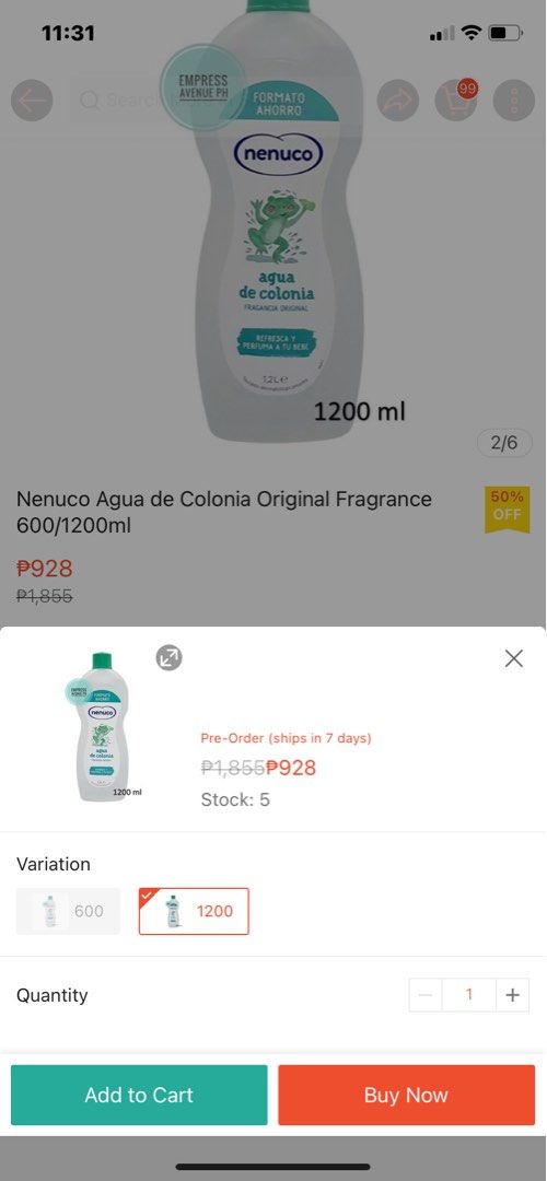 Nenuco (Category: Baby Toiletries & Grooming) located in Angeles City. Submitted by psumbillo (Listing ID 1197779339, Image 3). Description: Nenuco Agua de Colonia Original Fragrance 1200ml Selling Low.