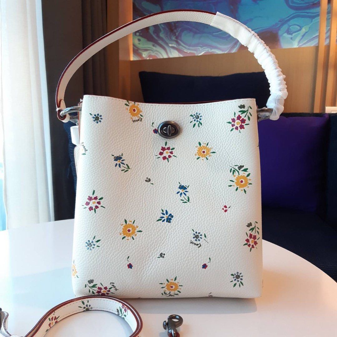 New Coach Original 1041 Charlie Bucket Bag 21 With Wildflower Print Women Crossbody Sling Shoulder Handbag with Full Set of Coach Package