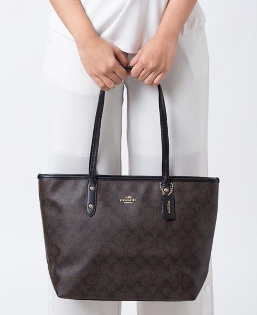 Coach signature city clearance zip tote bag handbag