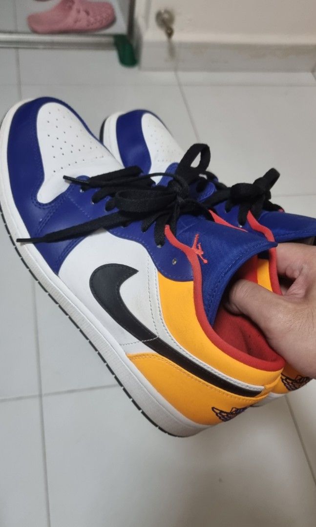 Jordan blue sale and yellow shoes