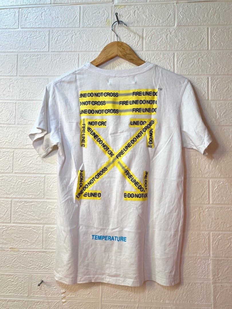 Caution tape off white top