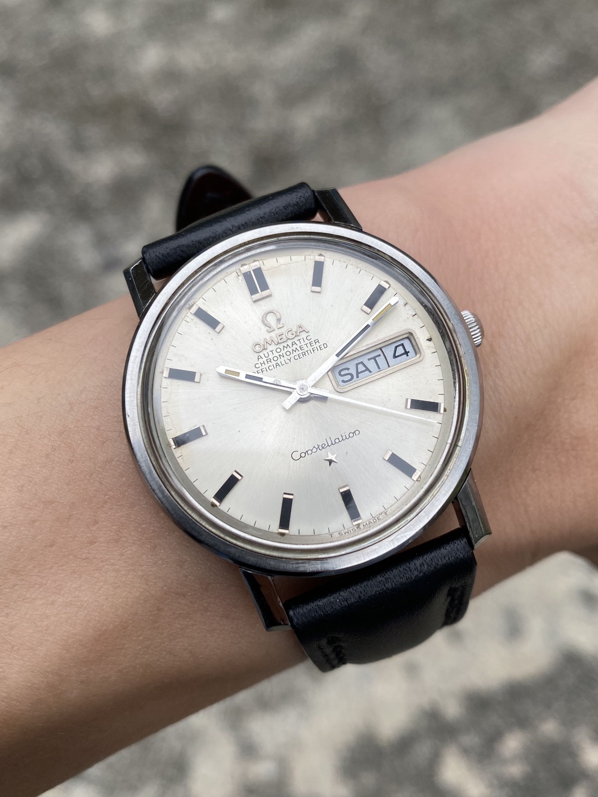 Xmas Omega Constellation Chronometer Cream White Sunburst