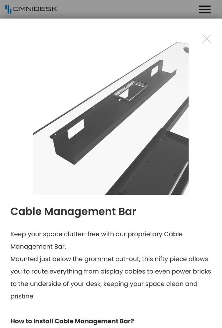 OMNIDESK cable management bar, Computers & Tech, Parts & Accessories, Cables & Adaptors on Carousell