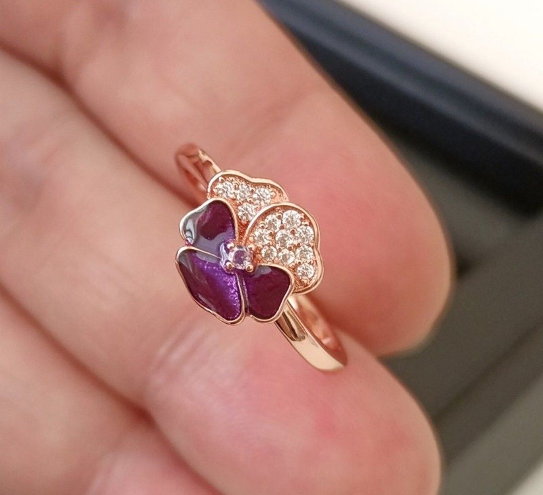 Purple flower pandora ring hotsell