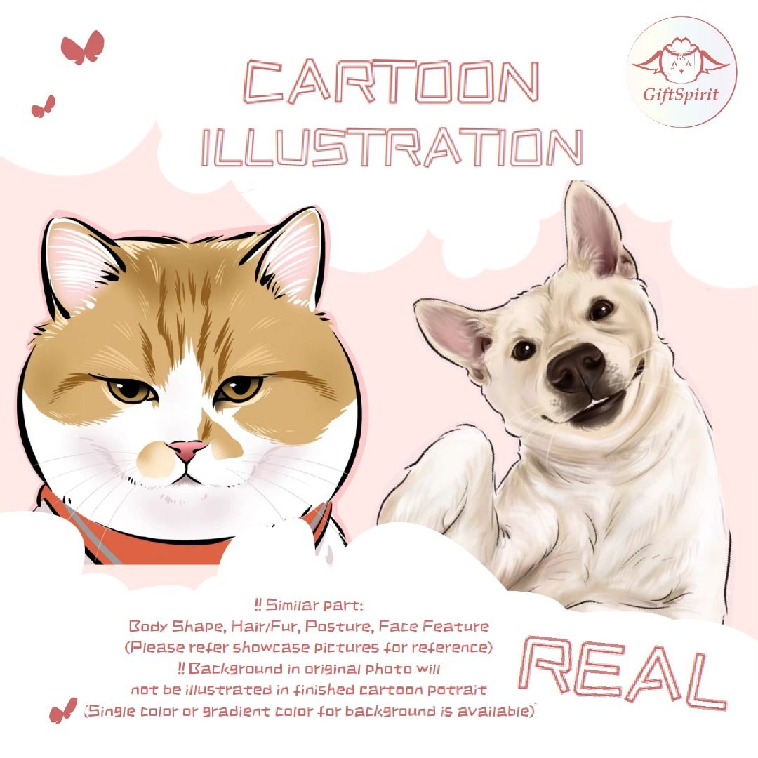 Pet Illustration | Drawing Animal | Cartoon Style Digital Drawing | Make a  Special Gift Cute Gift, Hobbies & Toys, Stationery & Craft, Art & Prints on  Carousell