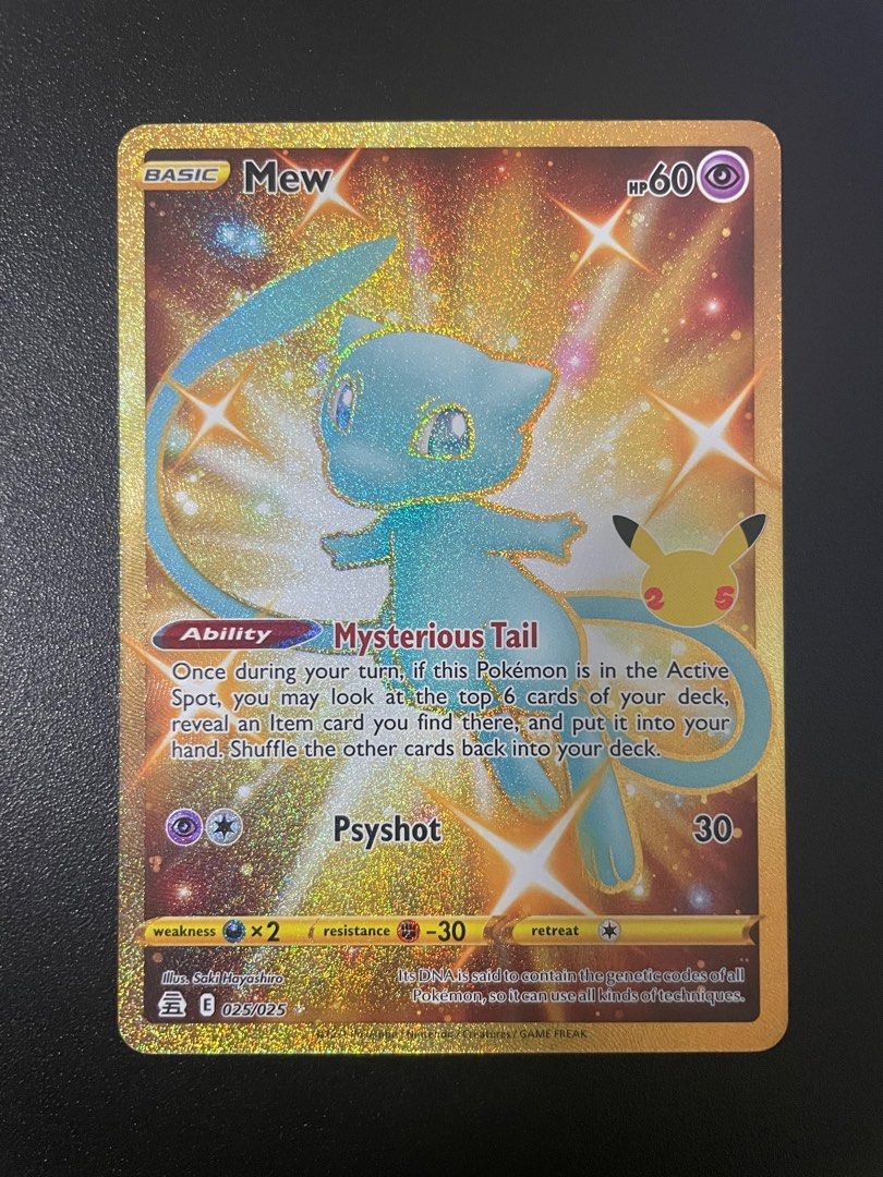 Mew 25/25 SWSH Celebrations Holo Gold Secret Rare Pokemon Card NEAR MINT TCG