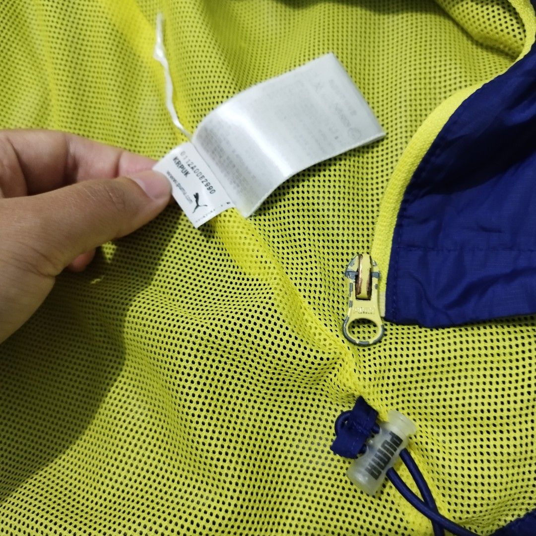 PUMA Yellow Blue Jacket Original, Fesyen Pria, Pakaian , Baju Luaran di