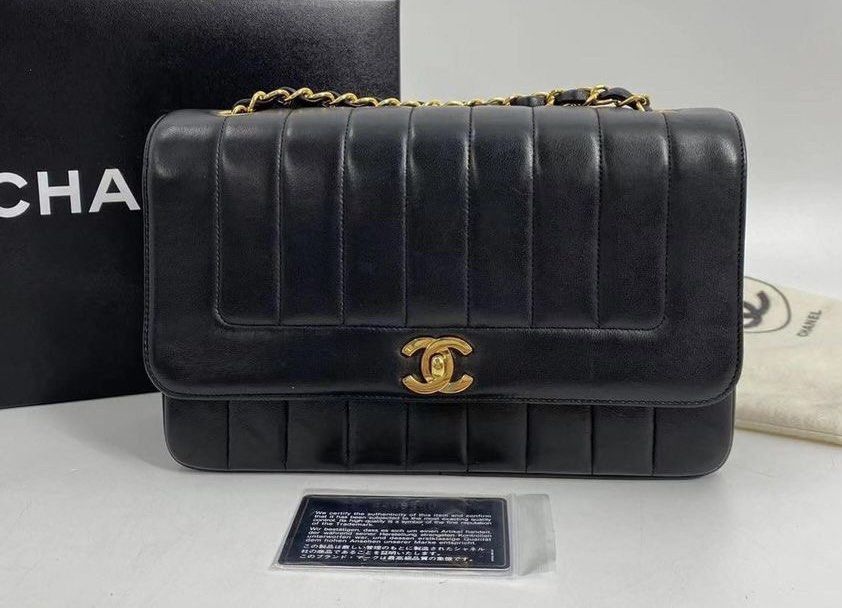 Chanel Vintage Classic Single Flap Bag Vertical Quilt Caviar Jumbo