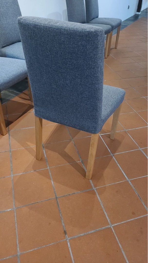 Set of 6 IKEA Dining chairs with grey covering., Furniture & Home ...
