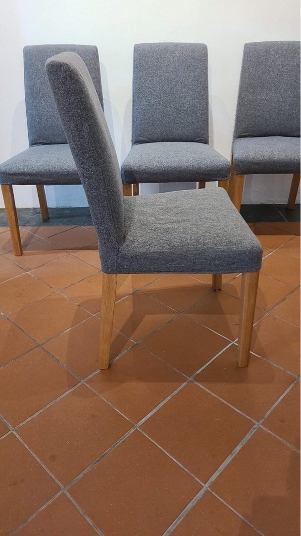 Set of 6 IKEA Dining chairs with grey covering., Furniture & Home ...