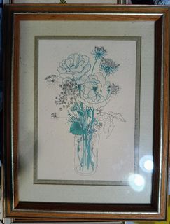 Signed and Sealed Vintage Mary Lou Goertzen Color Litho Wild Flowers Original Art
