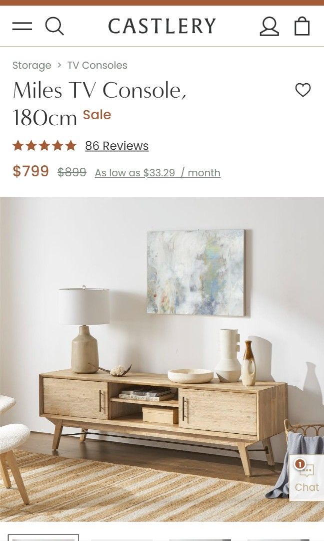 Solid Wood TV Console Casterly Miles, Furniture & Home Living