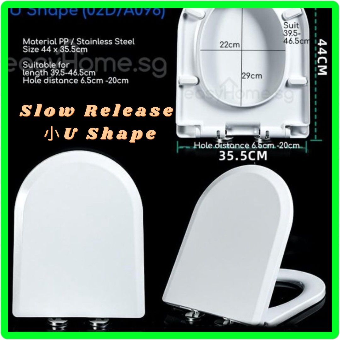 Toilet Seat UShaped White, Slow Closure, Quick Release, Furniture & Home Living, Bathroom