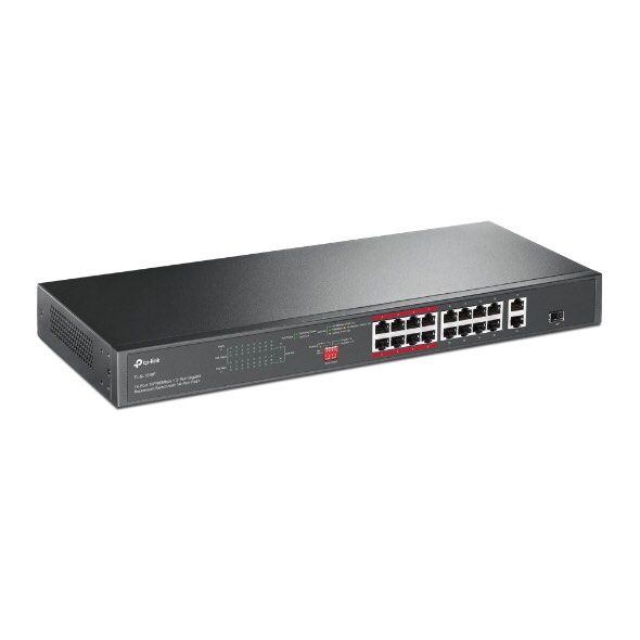 TP-Link TL-SL1218P 16-Port 10/100 Mbps + 2-Port Gigabit Rackmount Switch with 16-Port PoE+ for CCTV63074789851395112