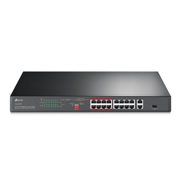 TP-Link TL-SL1218P 16-Port 10/100 Mbps + 2-Port Gigabit Rackmount Switch with 16-Port PoE+ for CCTV63074789851395111