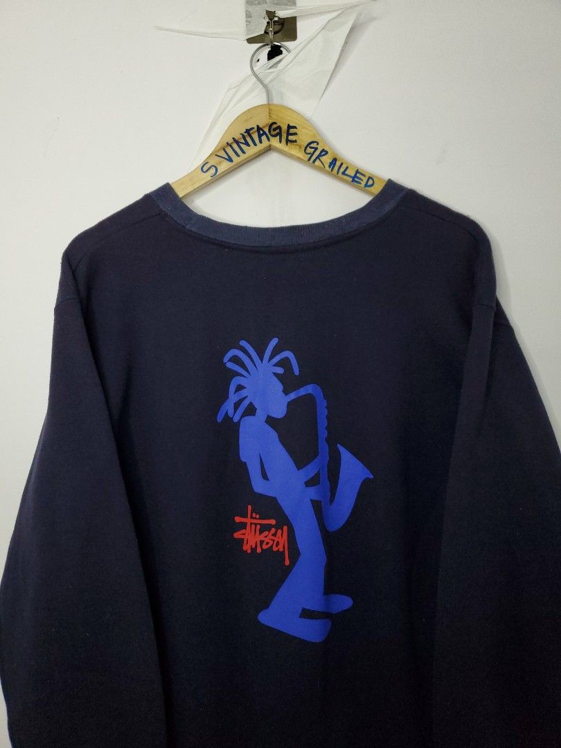 Rare Vintage 1990s Stussy Rave Skate Hip Hop Stickman Long Sleeve Shirt