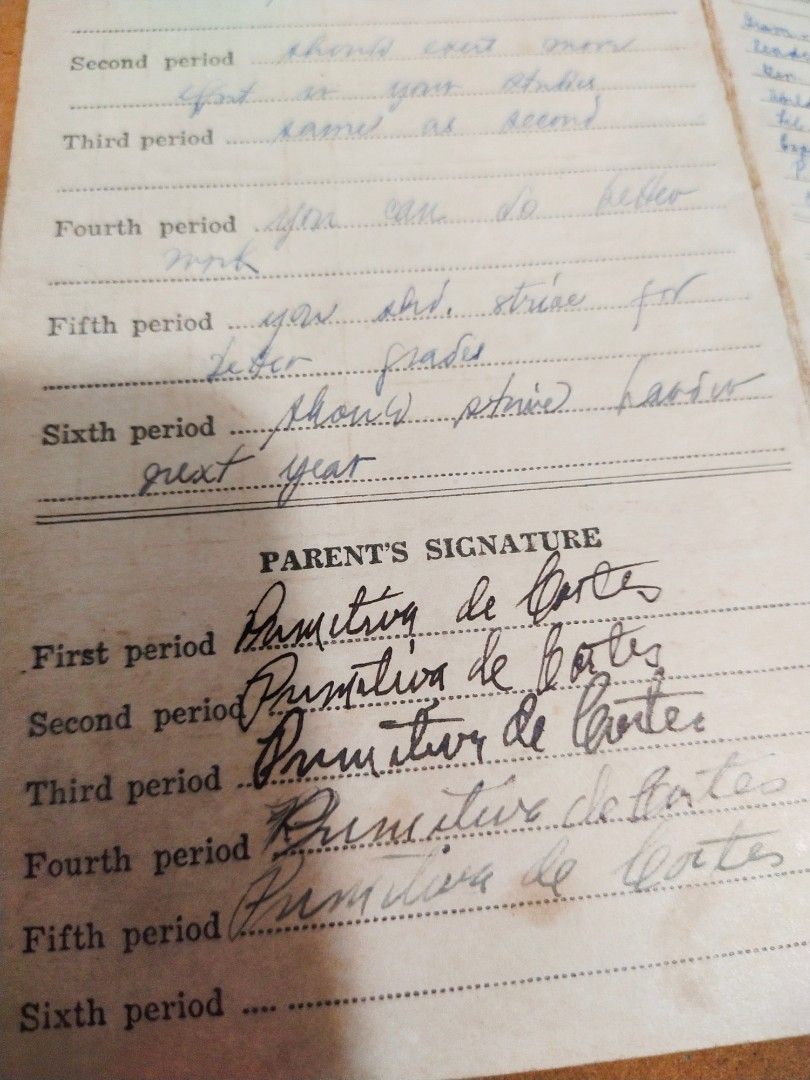 vintage Student's Report Card/Sch.yr. 19561957/Manila,Phils., Hobbies