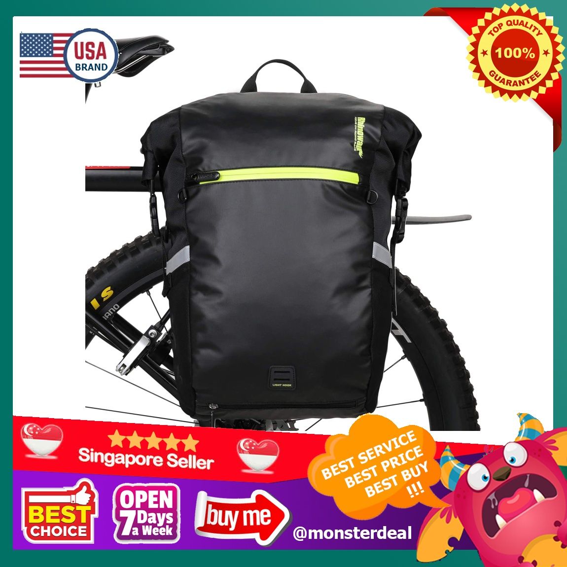Rhinowalk Bike Pannier Bag 7L Waterproof Bicycle Rear Rack Bag With  Shoulder Strap for Touring Cycling