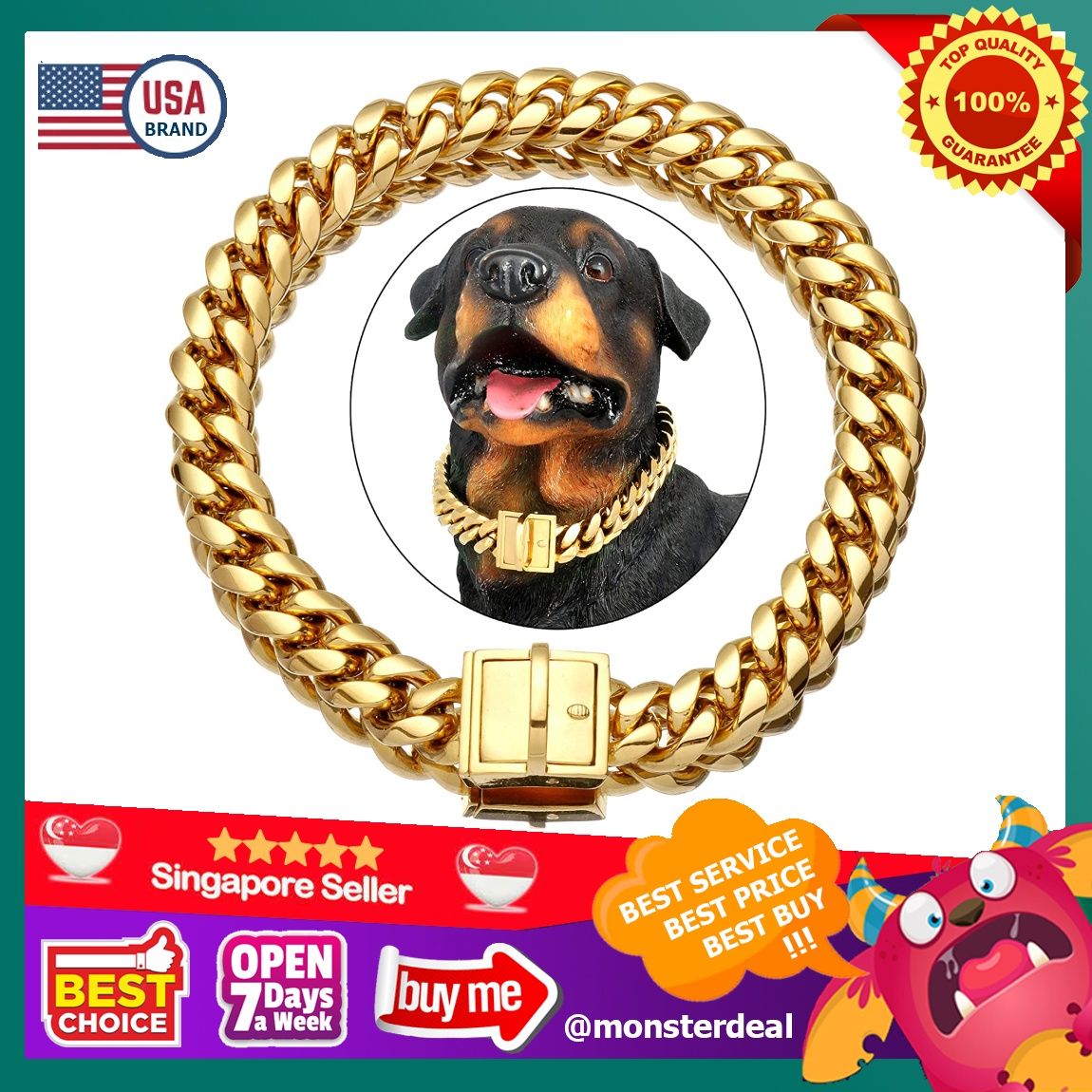 Gold link cheap chain for dogs