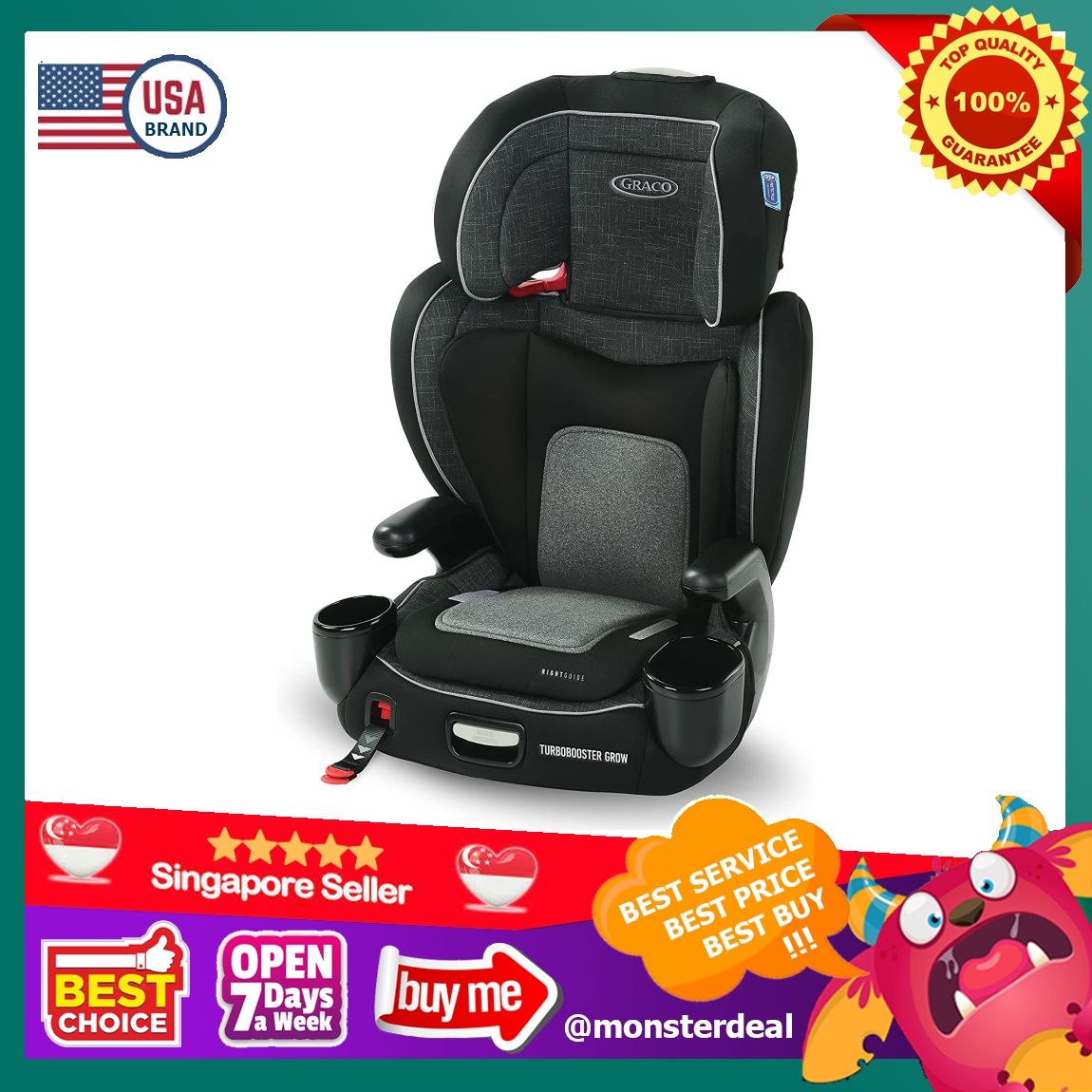 YBR Graco TurboBooster Grow High Back Booster Seat Featuring