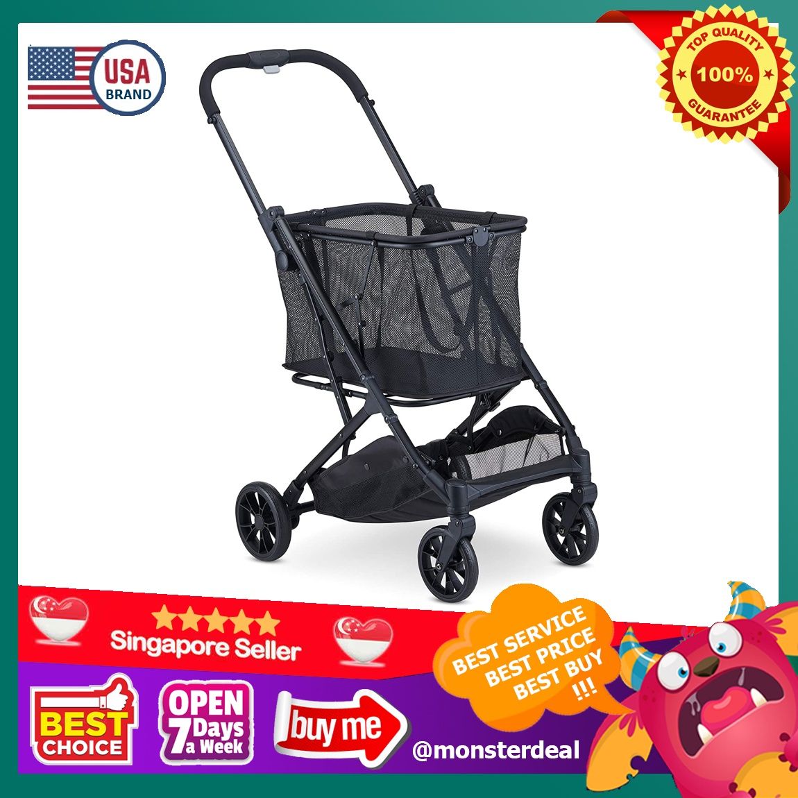 [YBR] Joovy USA Boot Lightweight Shopping Cart with Reusable, Removable Shopping Bag with