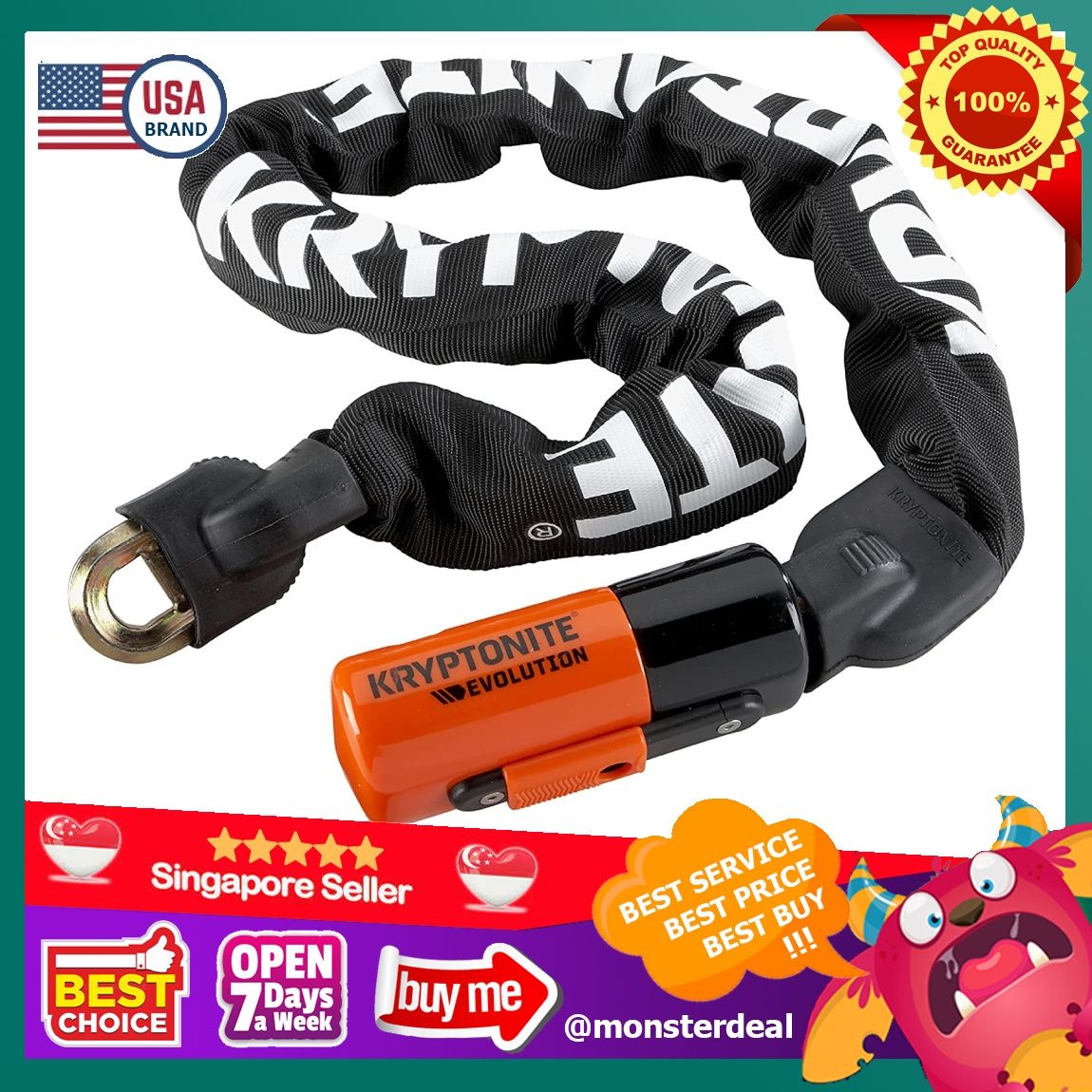 Kryptonite evolution mini integrated 10mm chain bicycle store lock