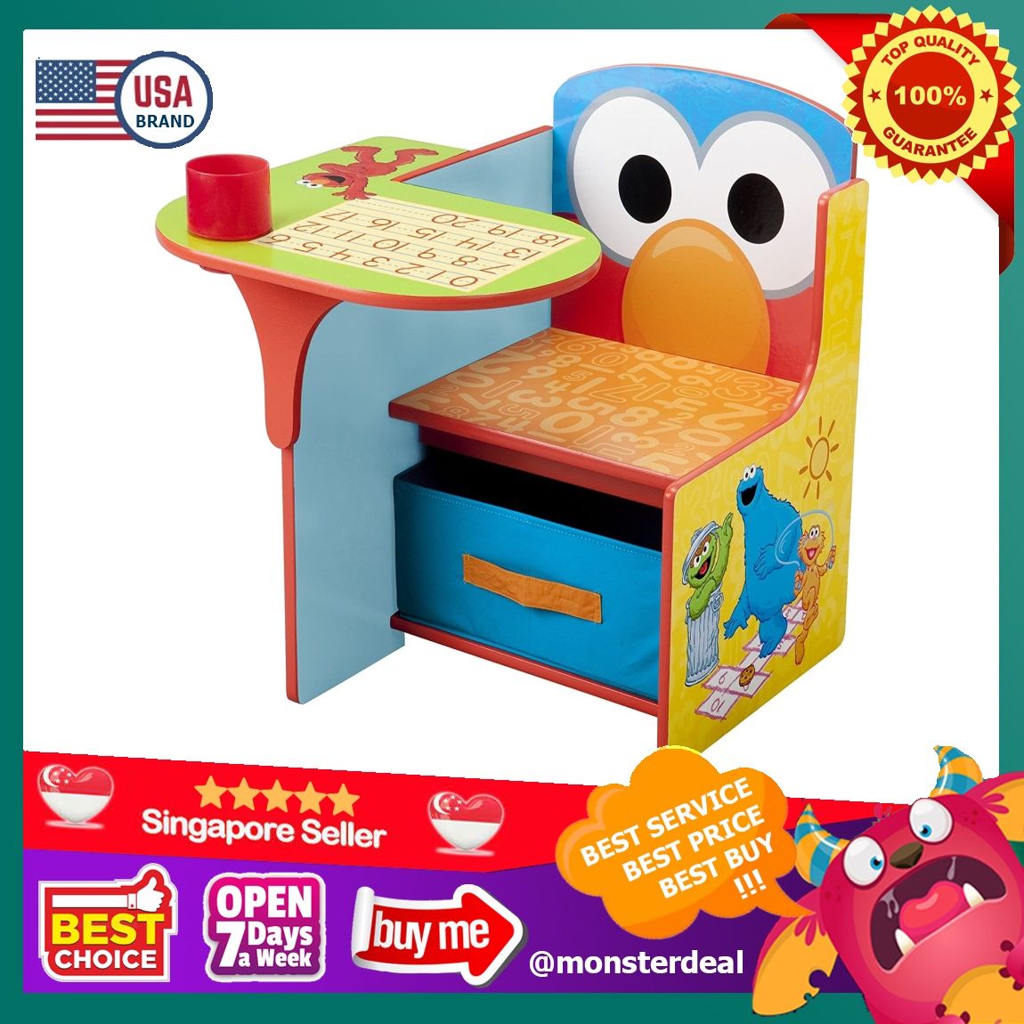 YBR nav Sesame Street Elmo Big Bird Bert Ernie Cookie Monster Delta Children Kids Child Chair Seat Desk Table With Toy Storage B Everything Else on Carousell