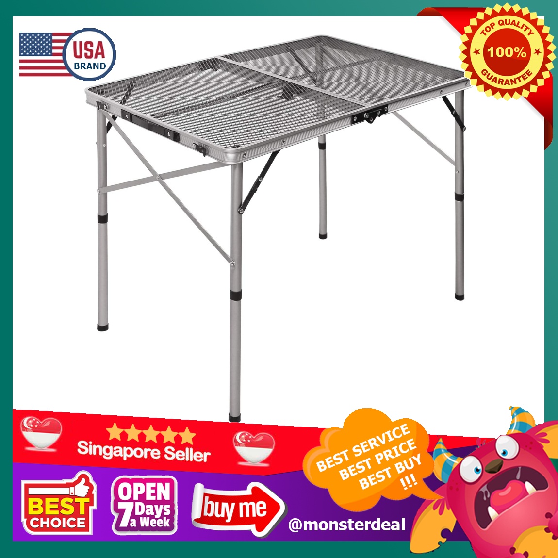 [YBR] REDCAMP Folding Portable Grill Table for Camping, Lightweight