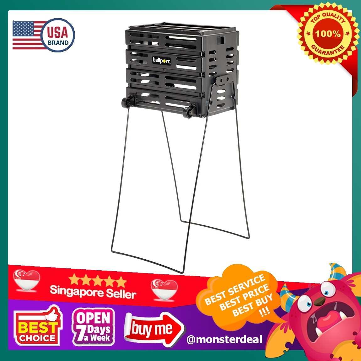 [YBR] (Wheeled) Tourna Ballport Deluxe Tennis Ball Hopper with Wheels