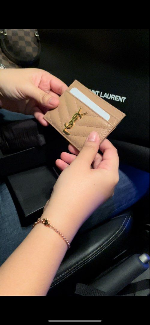 Saint Laurent YSL Monogram Quilted Grain de Poudre Card Case