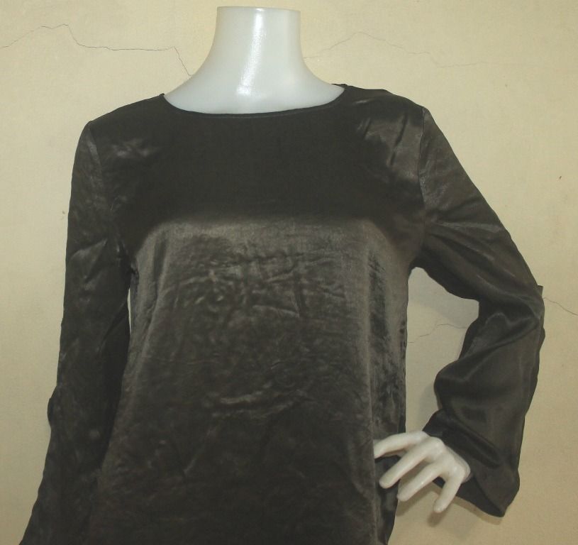 Green Silk Zara Surplus Army Style Blouse S/M