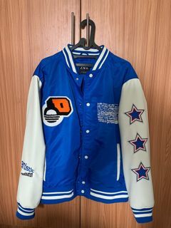 Zara Varsity Jacket Blue White