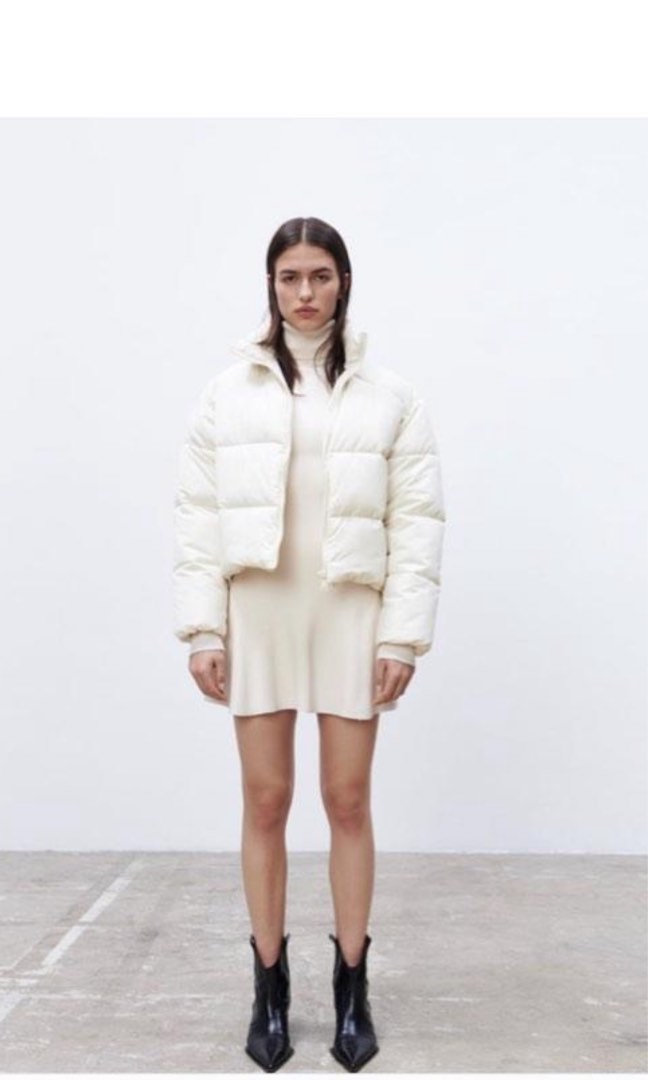 Cropped wool puffer jacket in white - Joseph