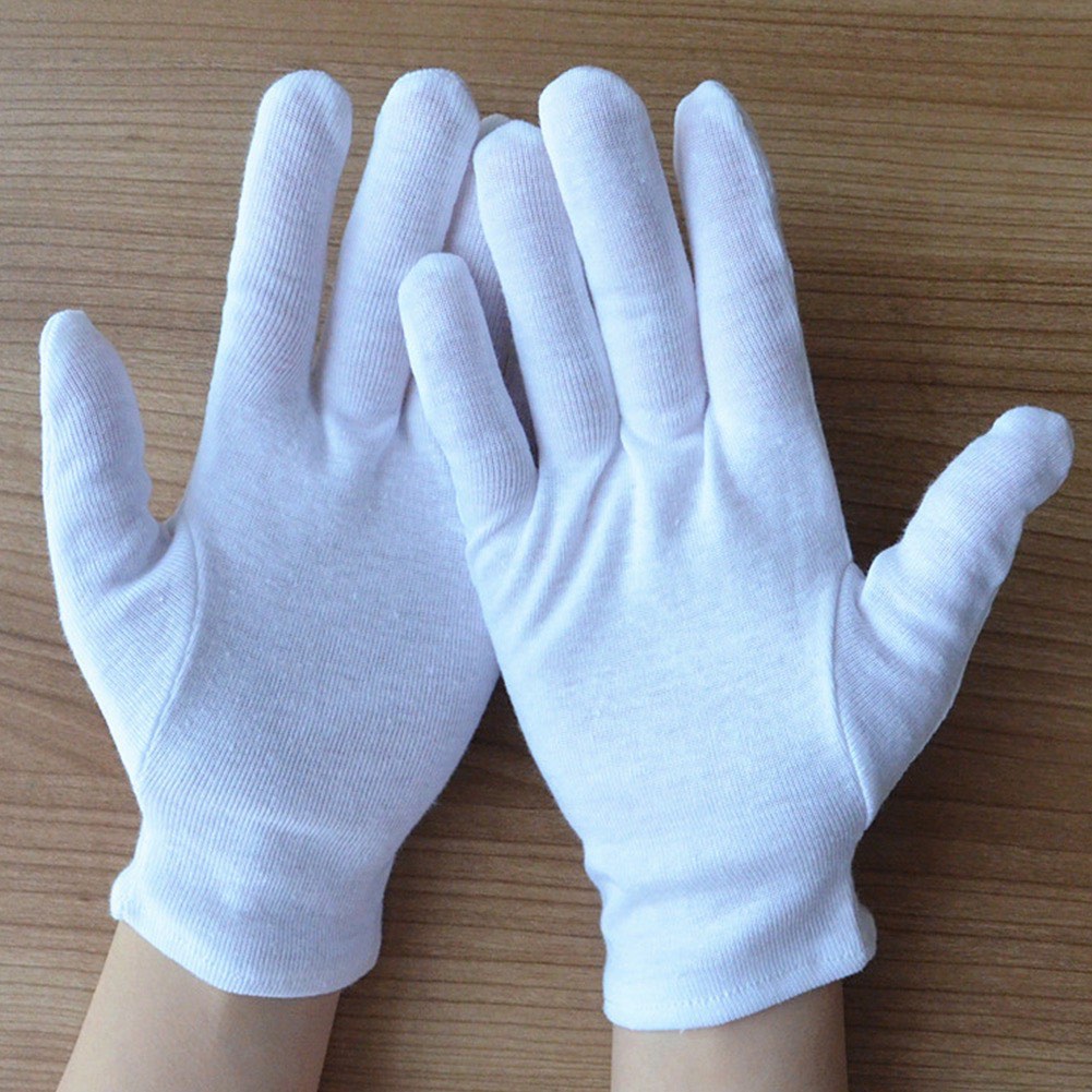 6 Pairs White Work Gloves Thin Cotton