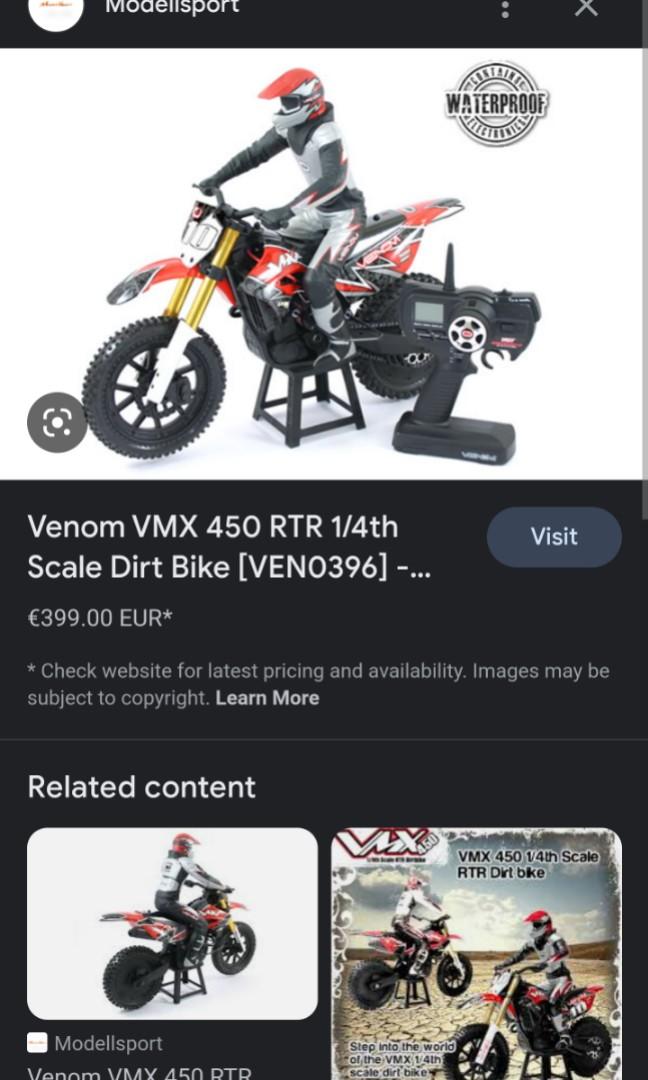 Venom VMX 450 1/4th Scale Dirt Bike, 興趣及遊戲, 玩具& 遊戲類 