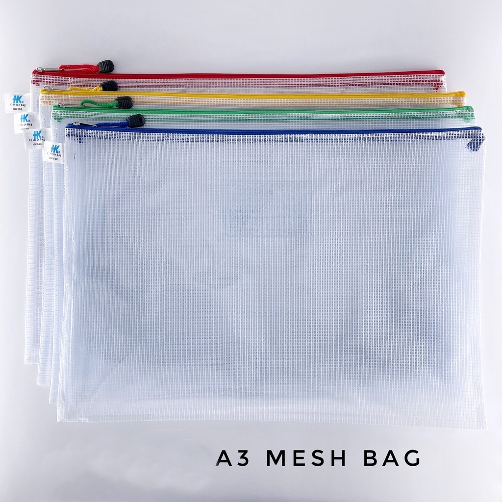 Pack Of 12 A5 Pink PVC Mesh Zip Bags